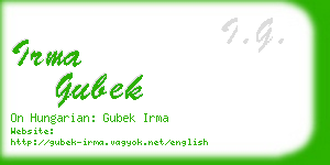 irma gubek business card